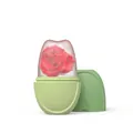 Face ice roller skin massager in light green silicone with a frozen red rose design - Heavy Oval - Green