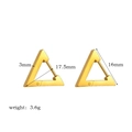 Detailed dimensions of gold triangle earrings showing 17.5mm width and 16mm height - Gold Triangle Earrings (TE6028-15-16)