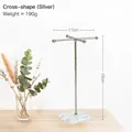 Silver cross-shaped jewelry display stand with acrylic base, height 19cm and width 11cm - Crystal Base Jewelry Rack - Cross Shape Silver