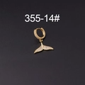Gold plated fish tail drop earrings micro-paved with white zircon on black background - Fish Tail Pendant Style (355-14#)