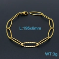 Goldenes glitzerndes Edelstahl-Gliederkettenarmband mit Karabinerverschluss für Damen - Goldenes Armband (KB147222-Z) / 19.5cmx6mm