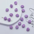 Lavender shell shaped ceramic beads with ribbed texture for DIY jewelry making - 12mm / Purple