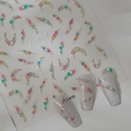 Detailed 3D nail art stickers with gold trim and macaron colors, model CC-416 - Macaron Gemstone (CO-416)