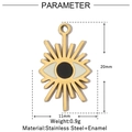 Detailed parameter diagram of gold evil eye sun charm in stainless steel and enamel - Starburst Evil Eye