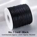 Cordon en nylon tressé noir de 1,5 mm de diamètre et 70 m de long pour bijoux DIY - 1.5mm/70m / Noir