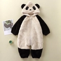 Tutina panda per neonati in pile di flanella bianco e nero, calda e morbida - 66cm (0-3 mesi) / Panda di peluche (nero e bianco)