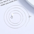 Adjustable S925 sterling silver chain necklace with sliding bead and needle end - Silver / 46cm
