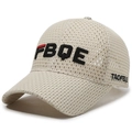 Beige breathable mesh baseball cap featuring FBQE 3D embroidery and street style - Adjustable / Khaki