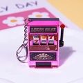 Mini slot machine keychain in metallic pink with a functional lever and silver lobster clasp - Light Pink D-ring / Minimum Order Of 5 Pieces