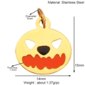 Golden stainless steel pumpkin charm with dimensions and weight labels on white background - Pumpkin