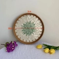 30cm Round rattan tray with green shell inlay floral pattern for home decor - Green Leaf / Small 30*3cm