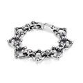 Bracciale a maglie con teschio in acciaio inossidabile argento stile punk uomo - Stile a Maglie con Teschio Vintage (KB125375-BDJX)