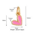 Pink enamel heart-shaped pendant in gold plating, perfect for DIY jewelry making - Pink Beaded Heart-L282992