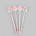 Set of 4 neutral gel pens with honey peach silicone toppers in pink and mint green - Glitter Peach Gel Pen