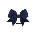 Detailed view of navy blue grosgrain ribbon bow with a textured ribbed surface finish - Navy Blue (1)