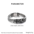 Macro shot of stainless steel dragon weave bracelet with 230x10mm size details - Steel Color (KB181373-KJX)