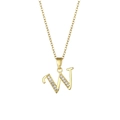 18K gold plated letter W pendant necklace with sparkling cubic zirconia on link chain - Letter W