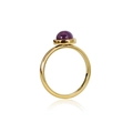 Minimalist 18K gold plated titanium ring with a round purple amethyst stone - Purple Crystal