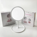 Miroir de maquillage LED blanc de table avec rotation à 90 degrés et plateau de rangement - Rond/Avec Boîte Couleur / Blanc
