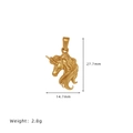 Golden unicorn pendant in vintage titanium steel with 27.7mm height and 2.8g weight - A02 Unicorn