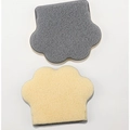Cat paw shaped facial cleansing sponges in dark grey and pale yellow colors - XL Cat Paw Cleansing Puff / Milk Grey Yellow