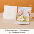 3D picnic illustration Teacher's Day greeting card set with envelope and sticker - Campus Life Series - Style D (HK8007)