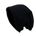 Detail of black knit beanie showing soft cotton texture and stylish slouchy design - M (56-58cm) / Black