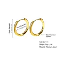 French style gold titanium steel hoop earrings 14mm diameter minimalist jewelry - 2.0*10mm / Gold