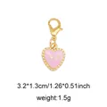 Pink heart-shaped enamel Love charm with gold lobster clasp for shoes and bags - Style 21 Love Heart