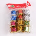 Set di 12 mini tamburi natalizi colorati con finitura metallica e trama goffrata - 3CM 12 PZ