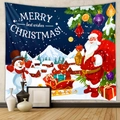 Close-up of bohemian Christmas tapestry featuring Santa Claus and snowman on a home wall - Gt100605 / 73X95CM (Brushed Fabric)