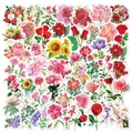 Pegatinas de girasoles y flores en acuarela rosa y amarilla para computadoras - TT113-Pegatinas de Flores Mixtas 50 Piezas