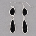 Double-layered black crystal cluster waterdrop earrings in silver frame finish - Silver Frame Black (EA088-2银)
