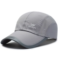 Light grey quick-dry sport baseball cap with breathable mesh and white SPORT logo - Adjustable / Light Gray