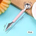Cuillère à melon rose en acier inoxydable avec couteau à sculpter les fruits - Rose