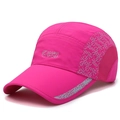 Breathable rose red quick-dry baseball cap with mesh panels and reflective details - Adjustable / Rose Red