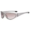 Y2K sporty sunglasses with translucent frosted grey wrap frame and tinted lenses - Transparent Grey Frame Tea Lens