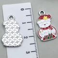 Christmas snowman alloy charm in red and white enamel with XMAS lettering - Red XMAS Snowman 22x14mm