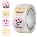 Pink and beige round thank you stickers for small business packaging and rewards - Pink Beige Small Business