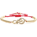 Gold infinity star bracelet with red woven cord and shimmering cubic zirconia stones - Infinity Gold + Copper Beads Red Rope