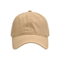 Detailed view of khaki cotton twill fabric and six-panel stitching on the baseball cap - Light Khaki
