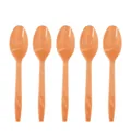 Set of 10 orange plastic spoons with diamond texture for rainbow themed parties - Orange Red Spoons 10PCS
