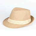 Cappello fedora classico in paglia per uomo e donna con nastro intrecciato beige - Caffè chiaro