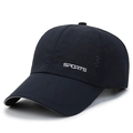 Dunkelblaue atmungsaktive Mesh-Baseballkappe mit Laserlöchern und Sports-Logo - Verstellbar / Marineblau