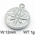 Colgante redondo de acero inoxidable plateado de 12mm con textura martillada y estrella - KLJ6105-Z / Color Acero (12mm)