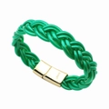 Bracciale in corda intrecciata verde con chiusura magnetica in metallo dorato per donna - Bracciale intrecciato magnetico verde (30113)