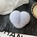 Cute lavender heart-shaped faux rabbit fur hair scrunchie with soft plush texture - Sky Blue