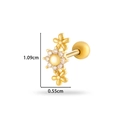 Gold flower cartiladge earring with cubic zirconia and screw back ball closure - Flower Cluster (0186-5# Gold)
