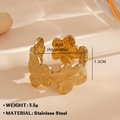 Adjustable golden stainless steel ring featuring detailed multi-flower design - 757 / Gold