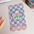 Cute blue and white checkered resealable bag with flower print for small item storage - 13.5*22CM / Purple Grid Tulip